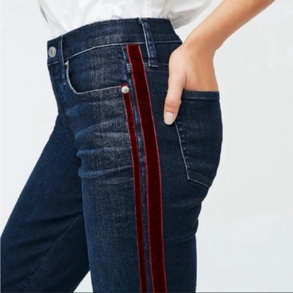J. Crew Vintage Straight Jeans Velvet Tuxedo Striped High Waist Denim Sz 26P - Picture 6 of 13